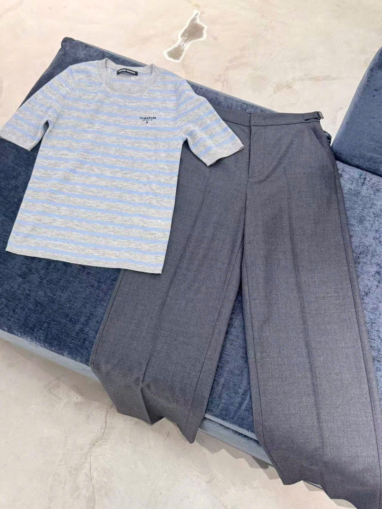  1.Quần vải xám, đai tăng chỉnh 2 bên 