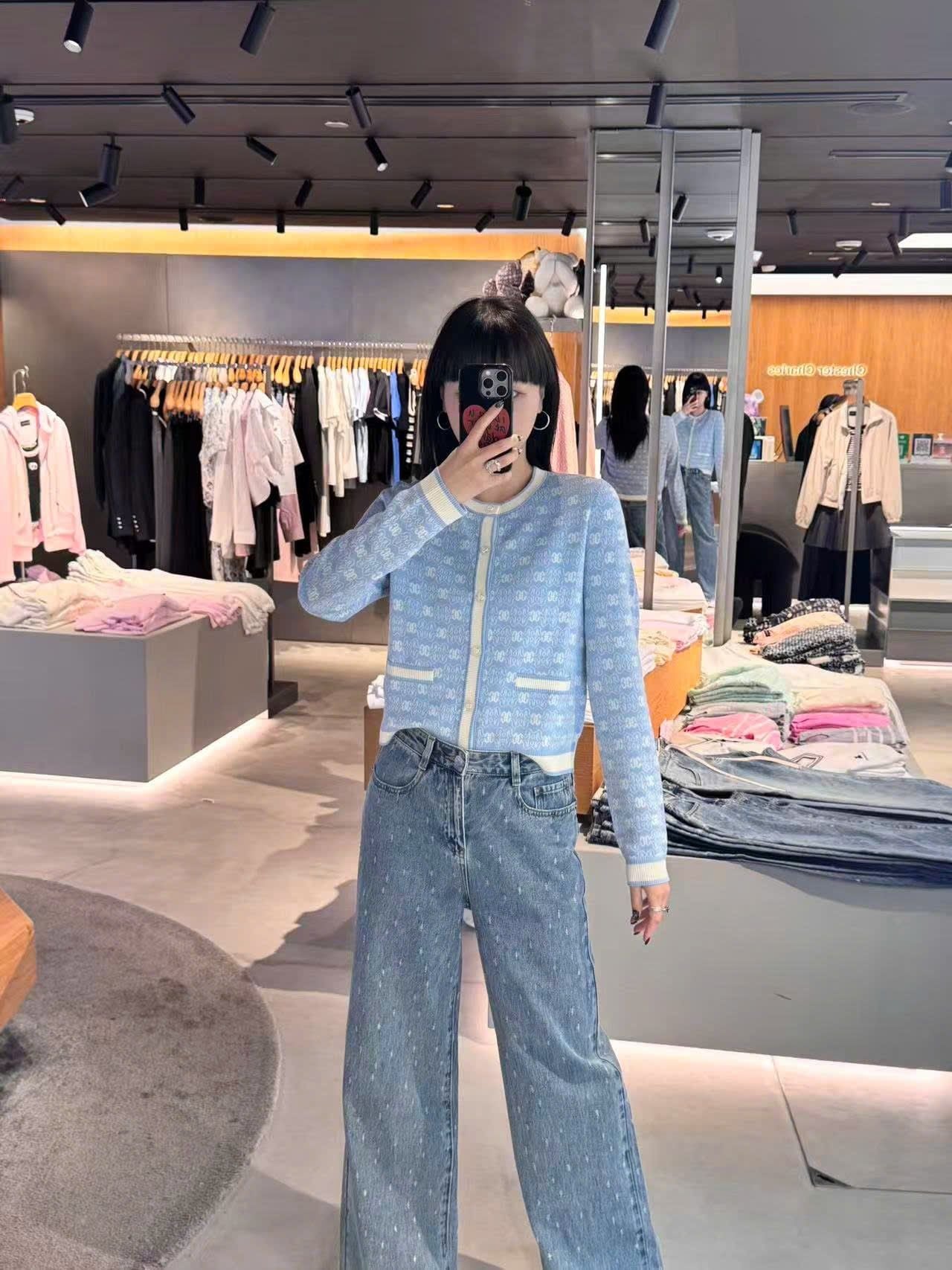  Quần jean xanh, wax hạt mưa 