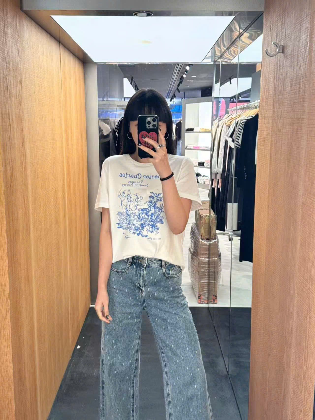  Quần jean xanh, wax hạt mưa 