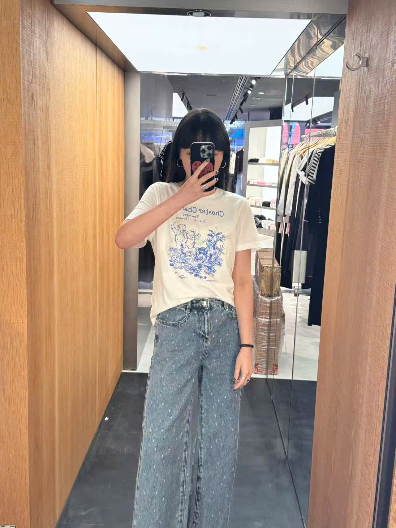  Quần jean xanh, wax hạt mưa 