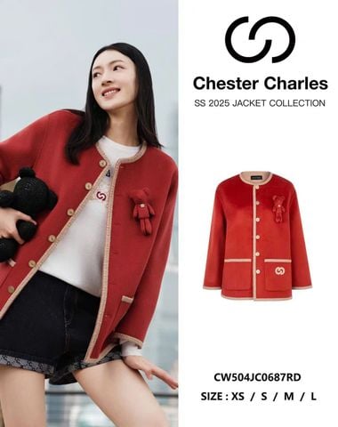  4.Áo khoác dạ Gấu ngực - Đỏ 