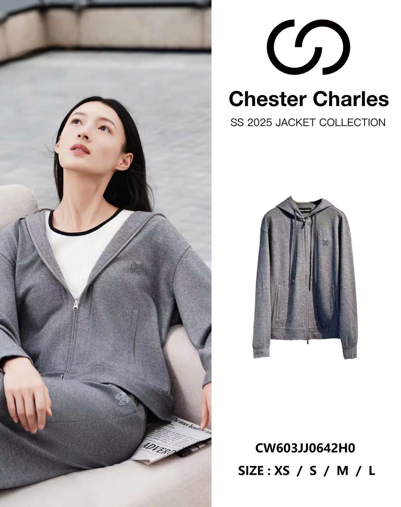  Bộ áo khoác kéo khóa có mũ và quần len cạp chun - xám Logo xám set 