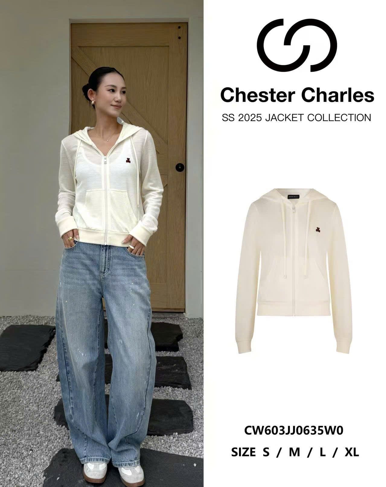  Áo khoác trắng kem có mũ, gấu đỏ 