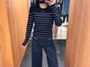  Áo len dài tay đen kẻ ngang xanh - ngôi sao giữa 
