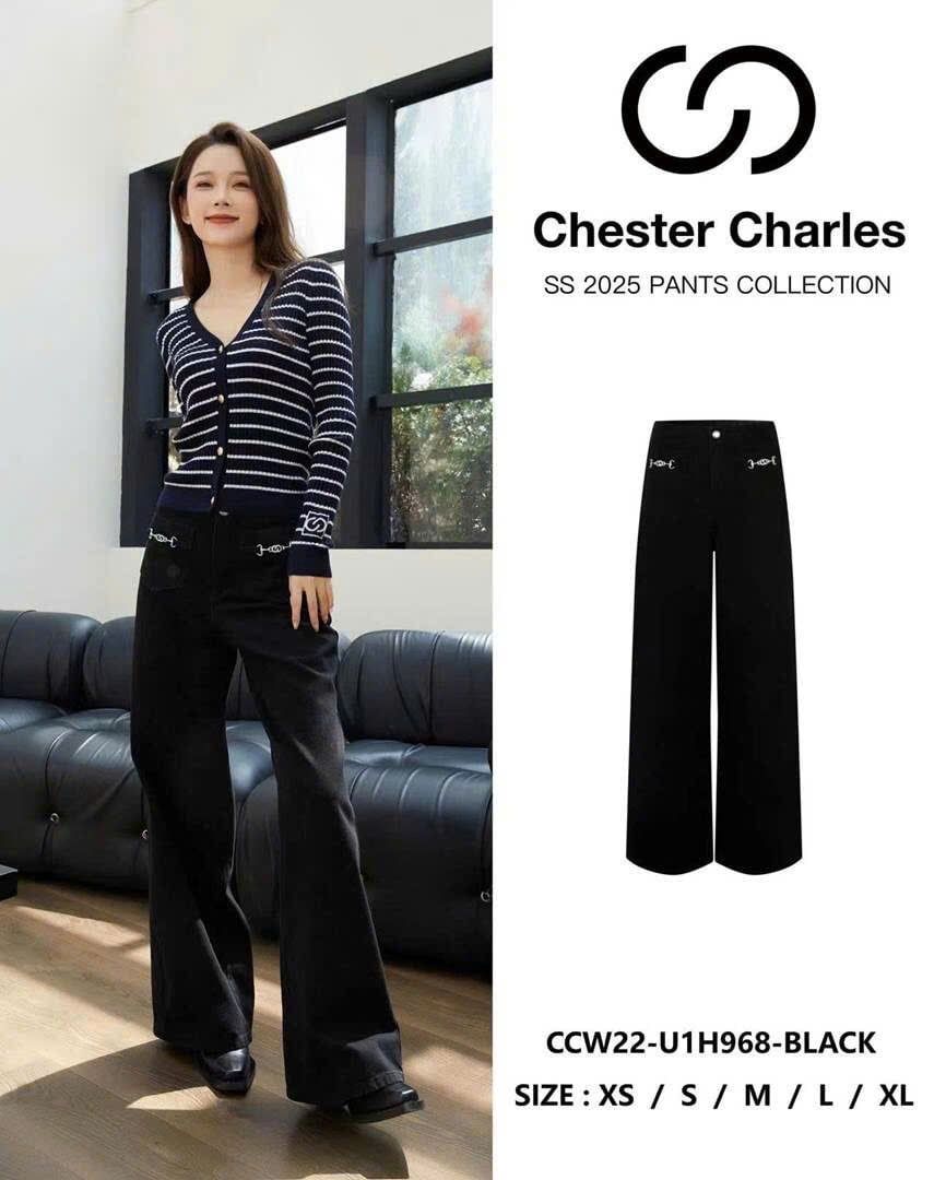  Quần jean đen tuyền - xích bạc 