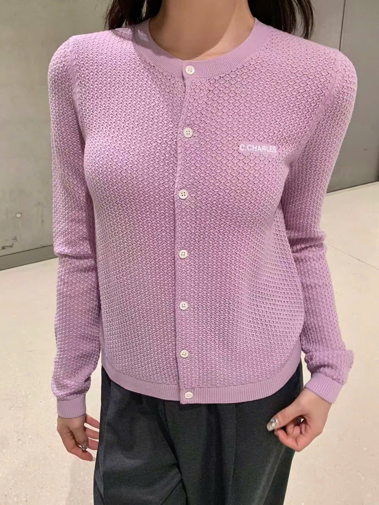  Áo CDG cotton hồng - chữ trắng 1 bên 