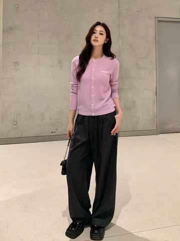  Áo CDG cotton hồng - chữ trắng 1 bên 