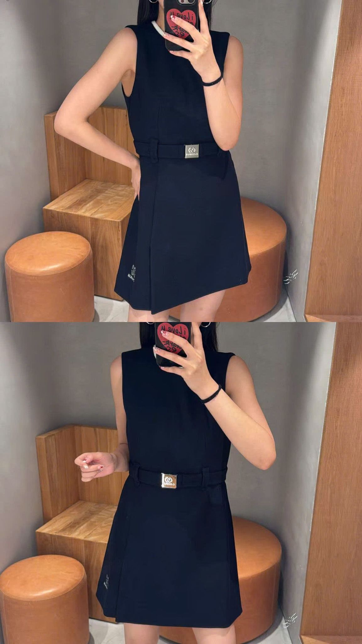  Váy đen liền có đai 