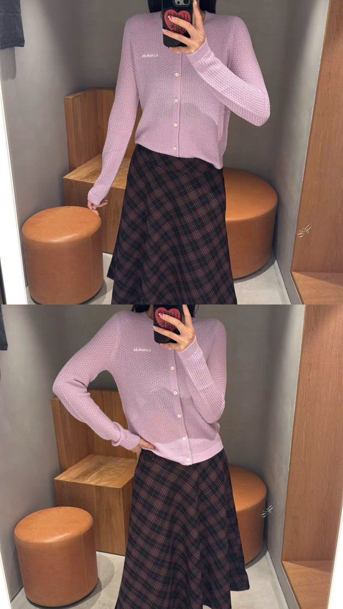  Áo CDG cotton hồng - chữ trắng 1 bên 