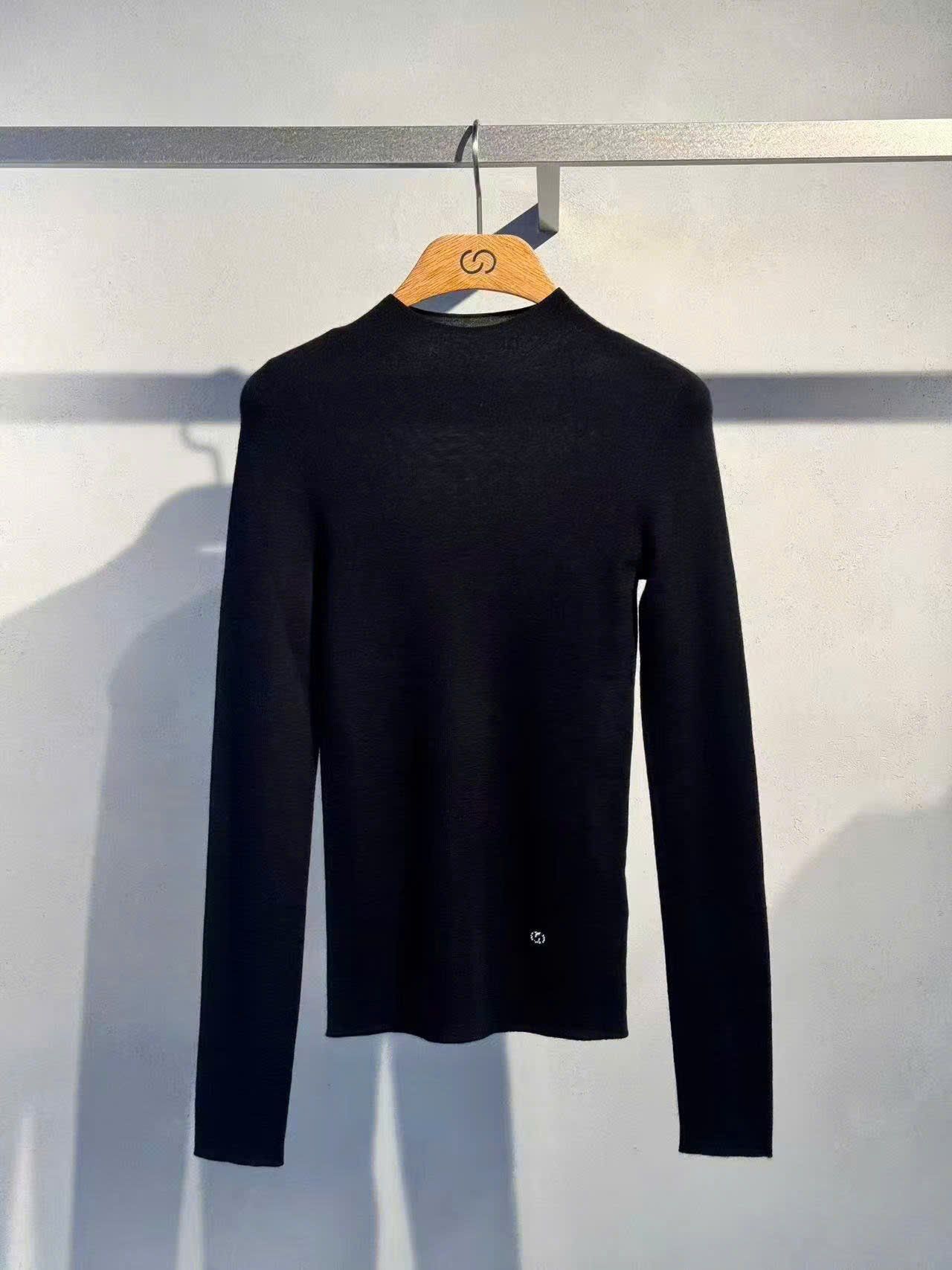  Cashmere - Áo len dài tay Đen 