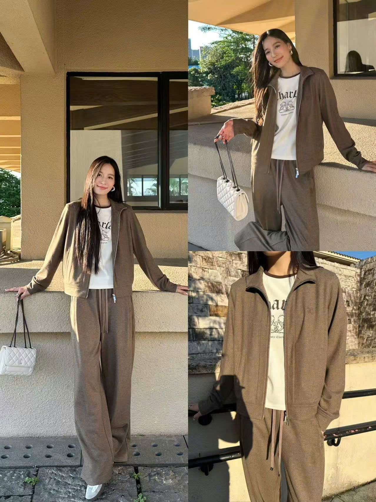  Quần len NÂU ,cạp chun dây rút (SET) 