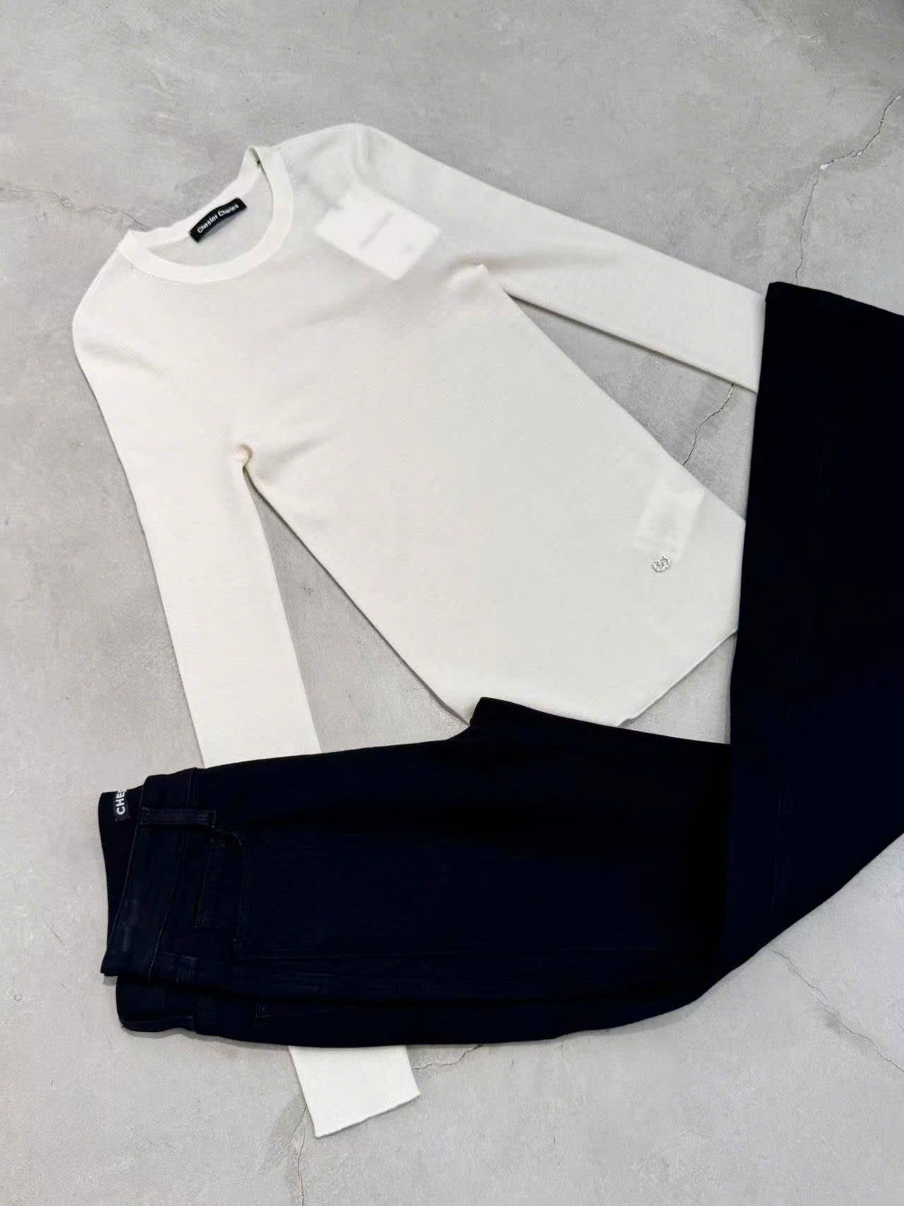  Cashmere - Áo len dài tay Trắng 