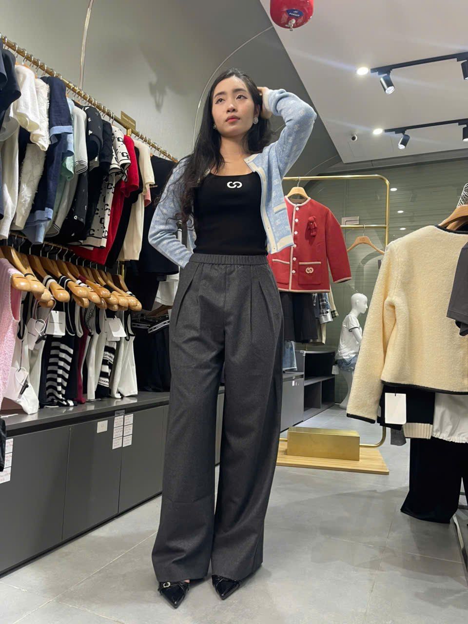  Quần vải ghi cạp chun WOOL 0737 