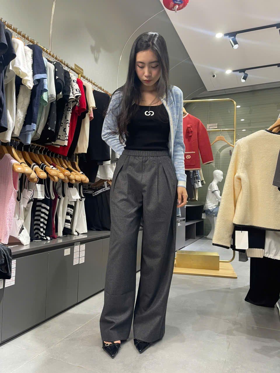  Quần vải ghi cạp chun WOOL 0737 