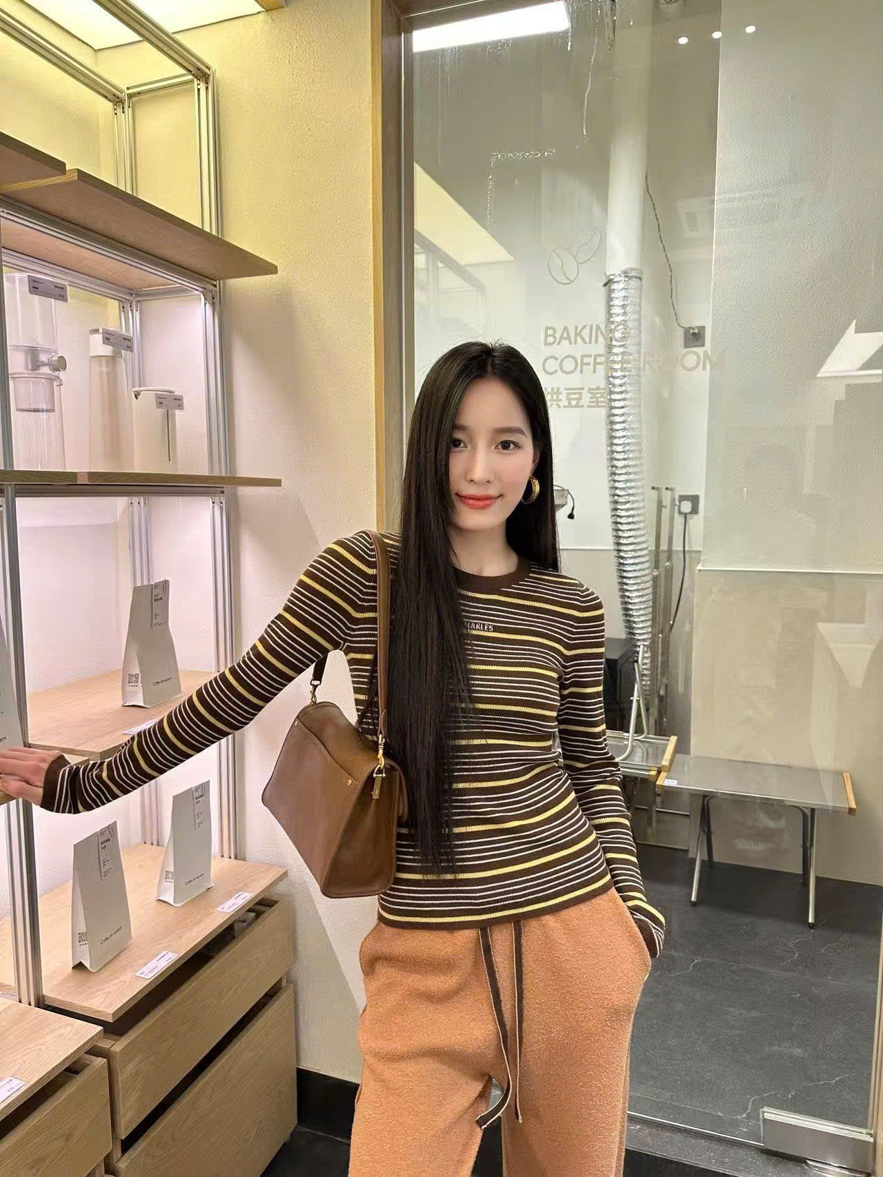  Quần dạ nâu dây rút đen 