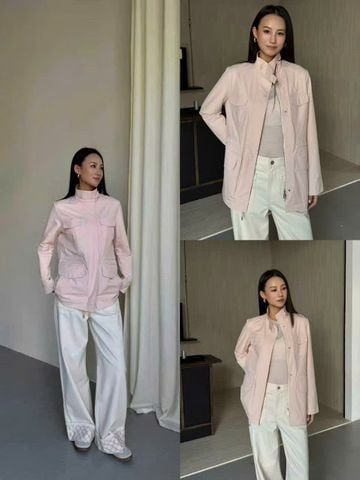  Áo khoác gió hồng phấn 4 túi hộp 