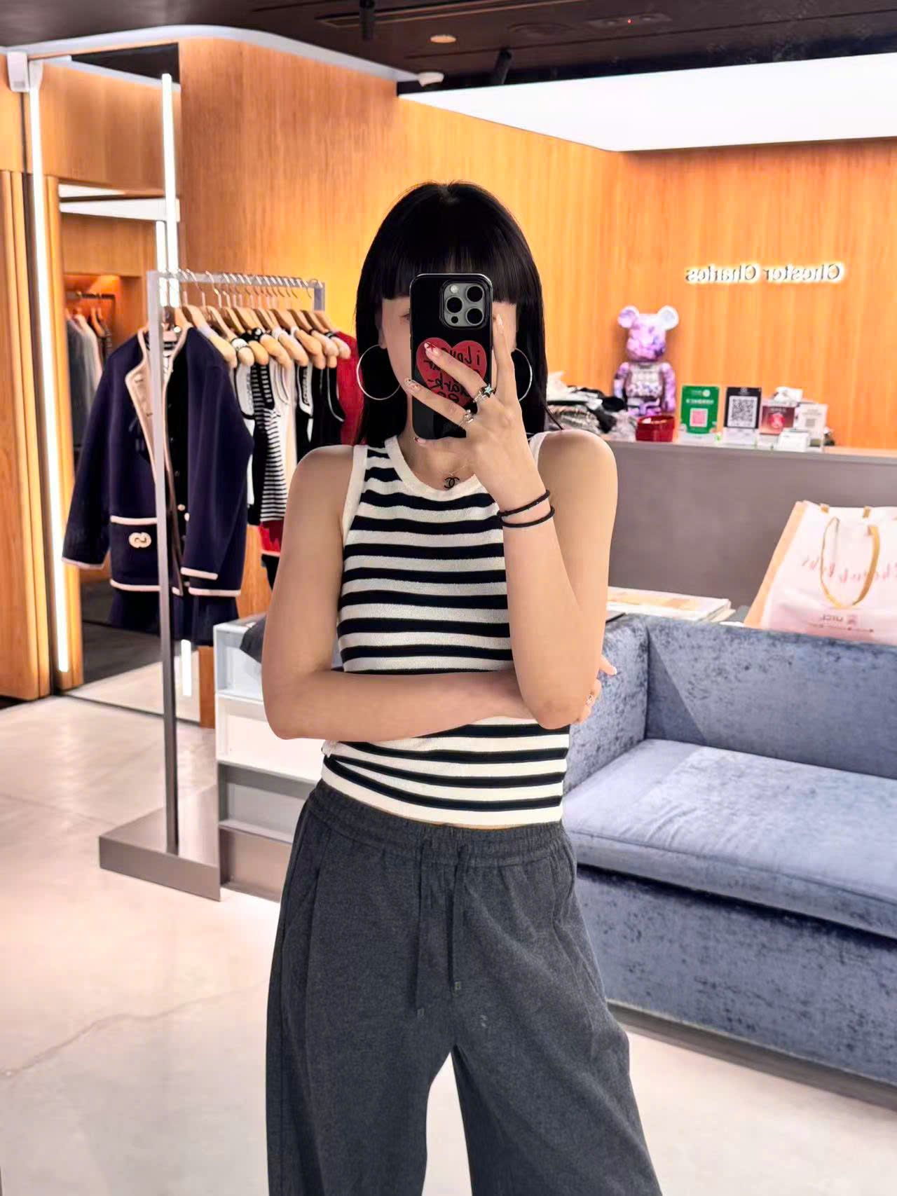  Áo 3 lỗ kẻ gấu trắng 