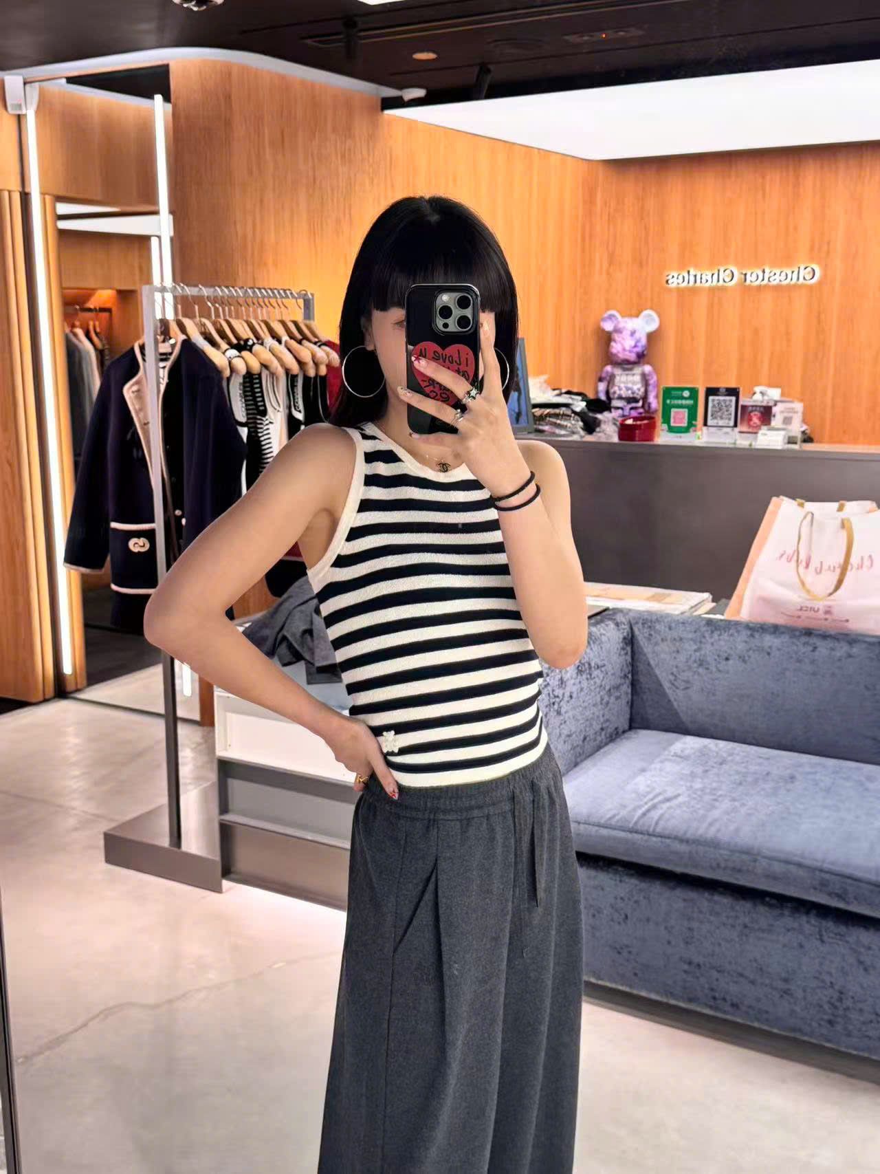  Áo 3 lỗ kẻ gấu trắng 