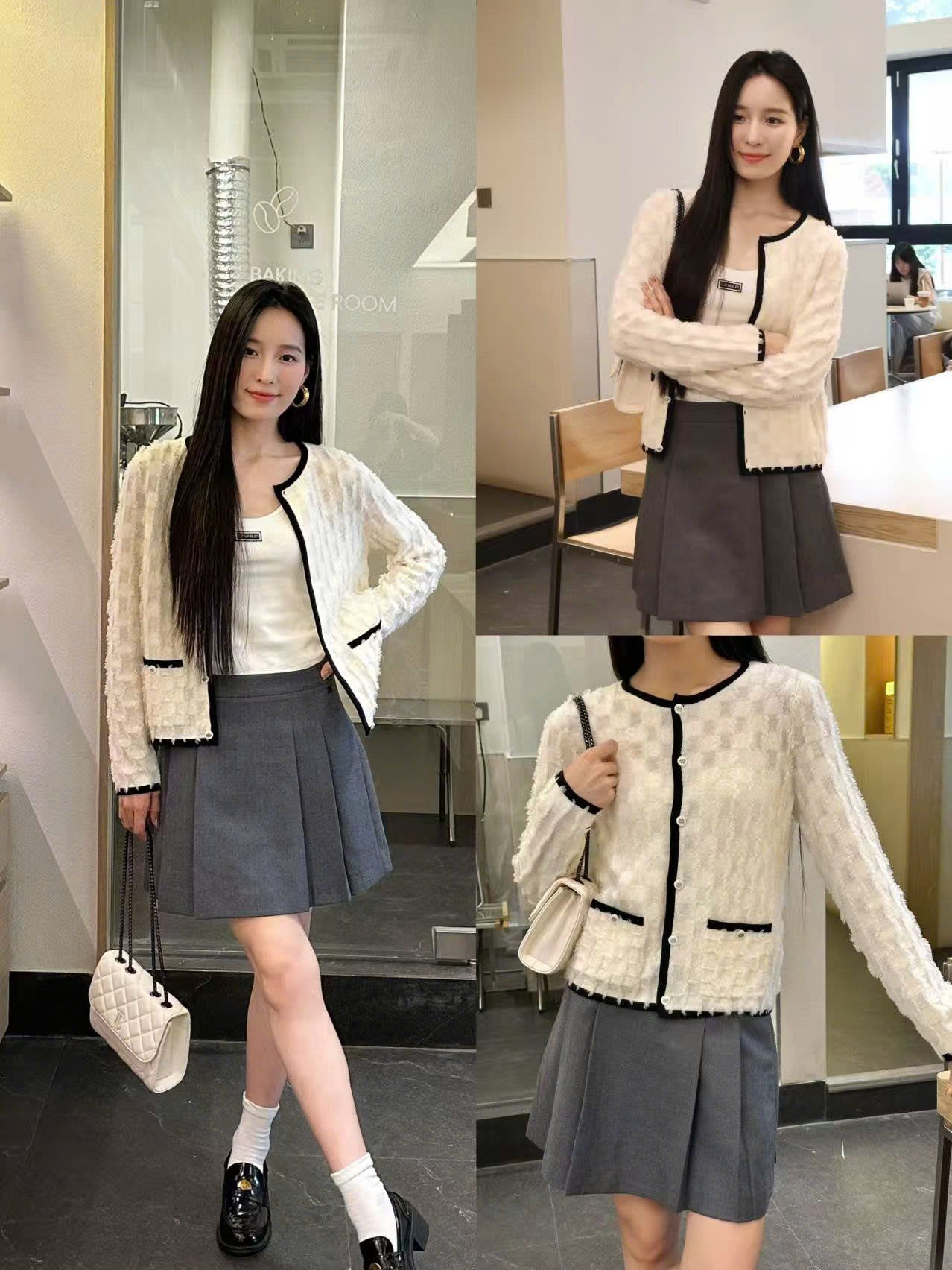  Áo CDG ô vuông trắng viền đen new25 