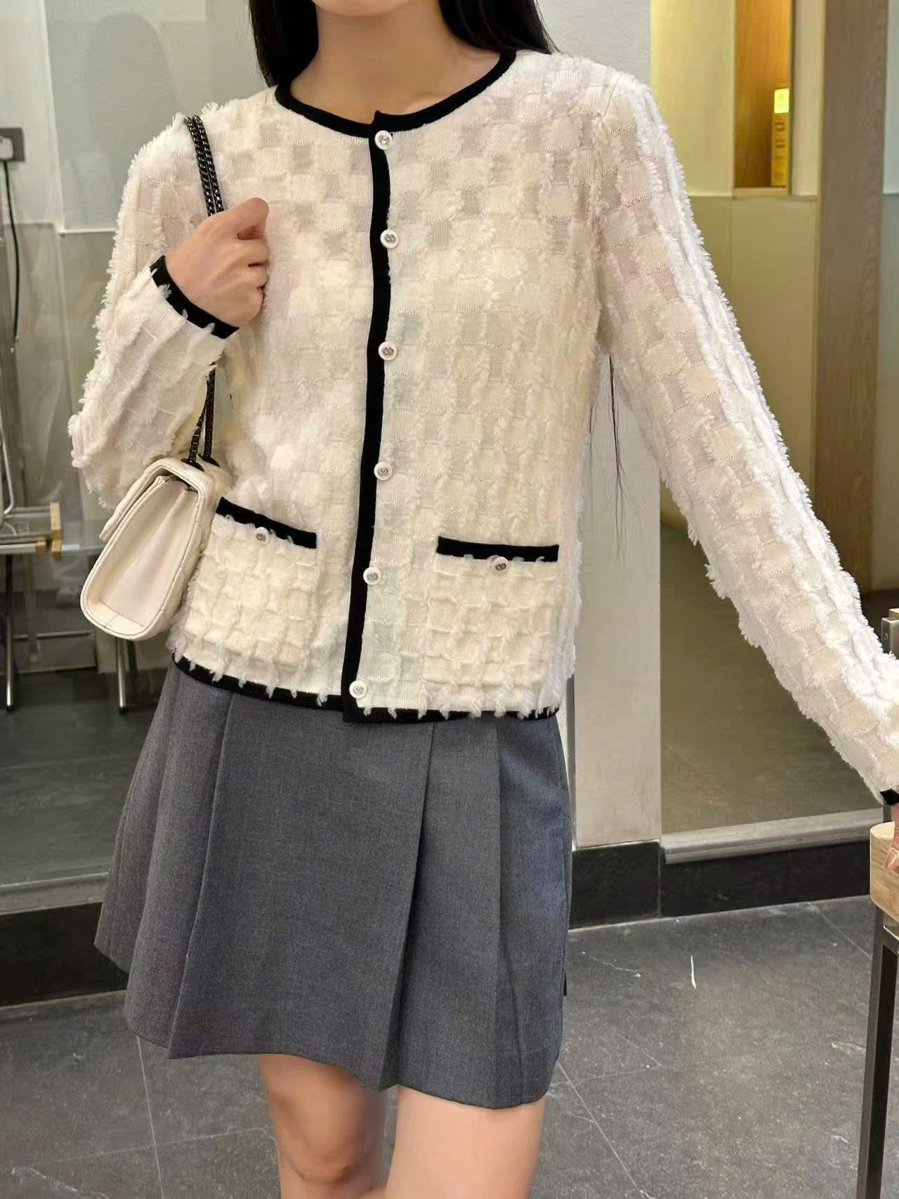  Áo CDG ô vuông trắng viền đen new25 