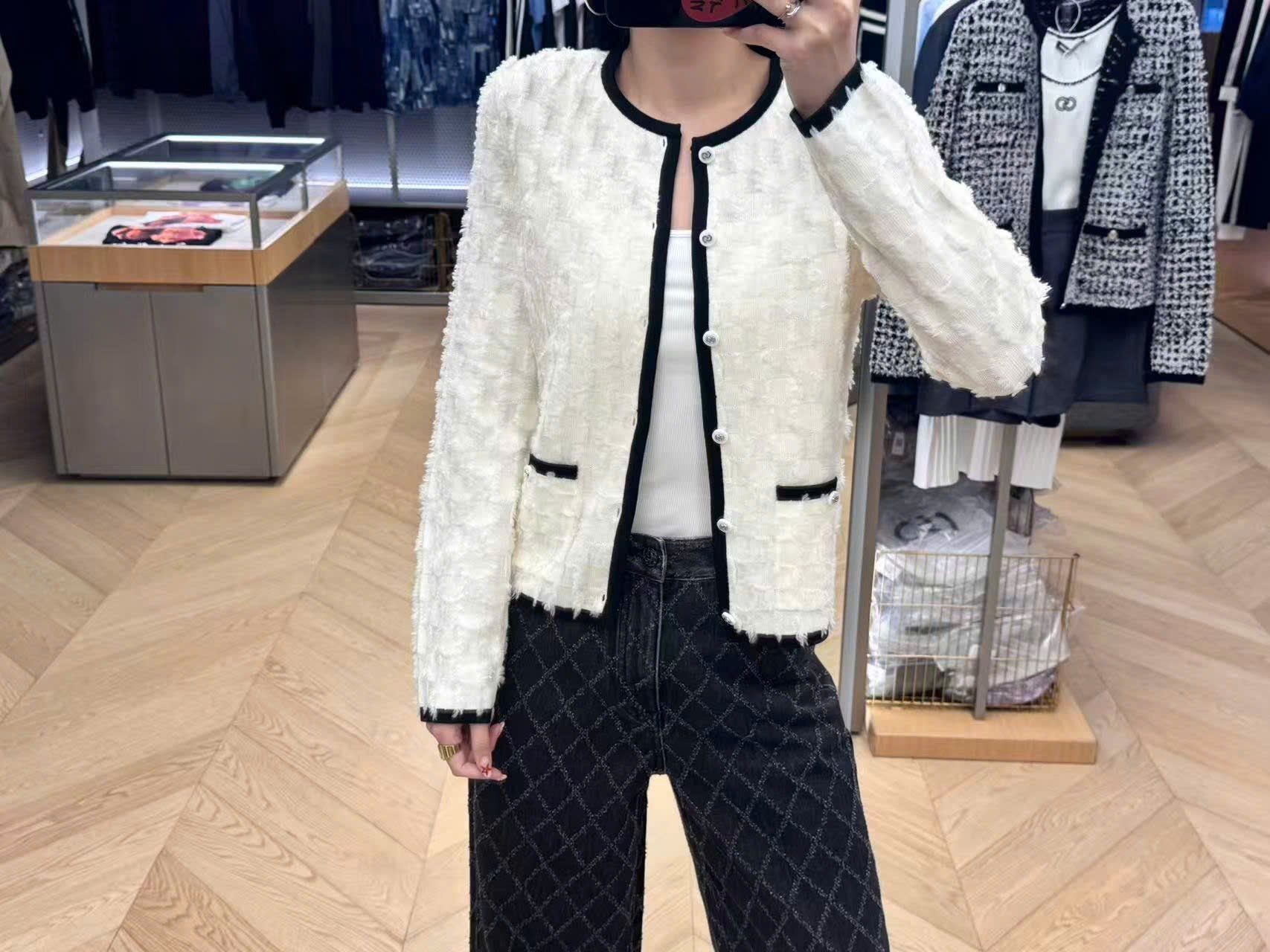  Áo CDG ô vuông trắng viền đen new25 