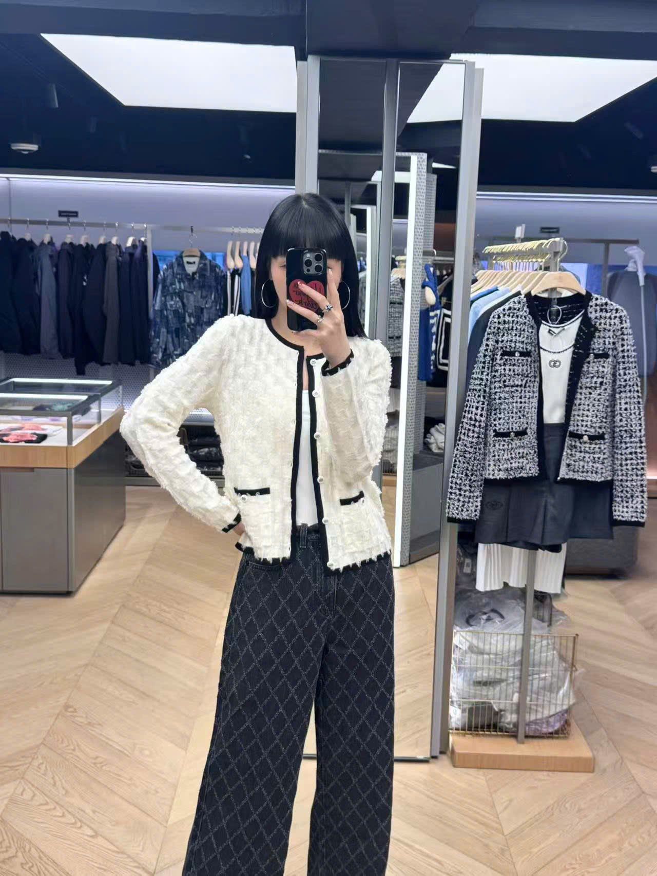  Áo CDG ô vuông trắng viền đen new25 