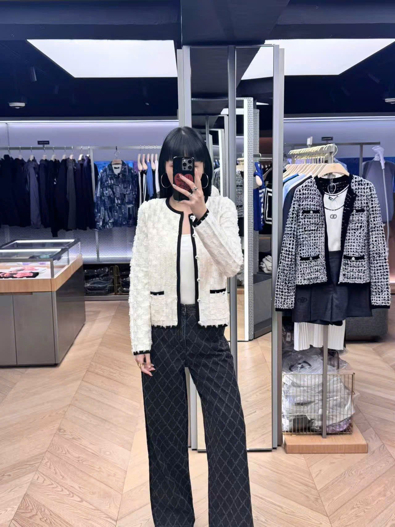  Áo CDG ô vuông trắng viền đen new25 