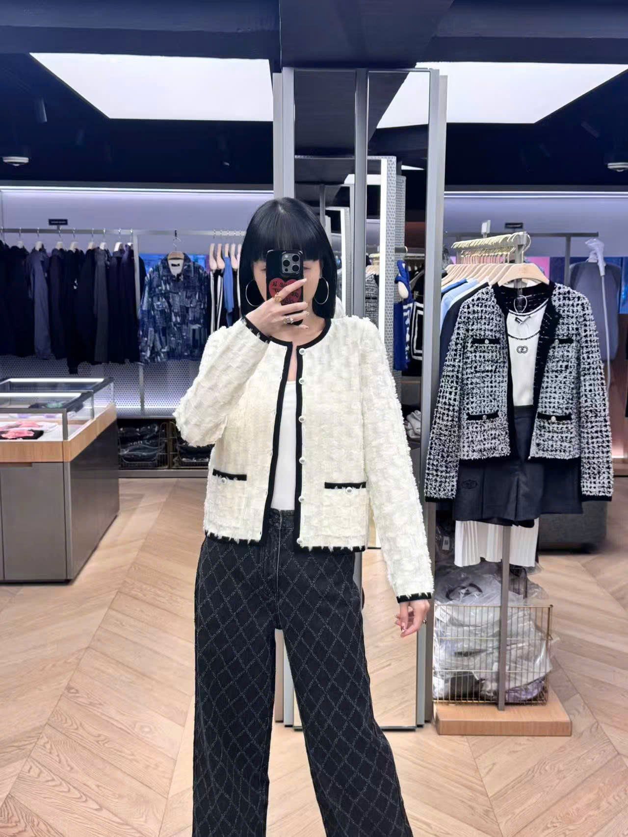  Áo CDG ô vuông trắng viền đen new25 