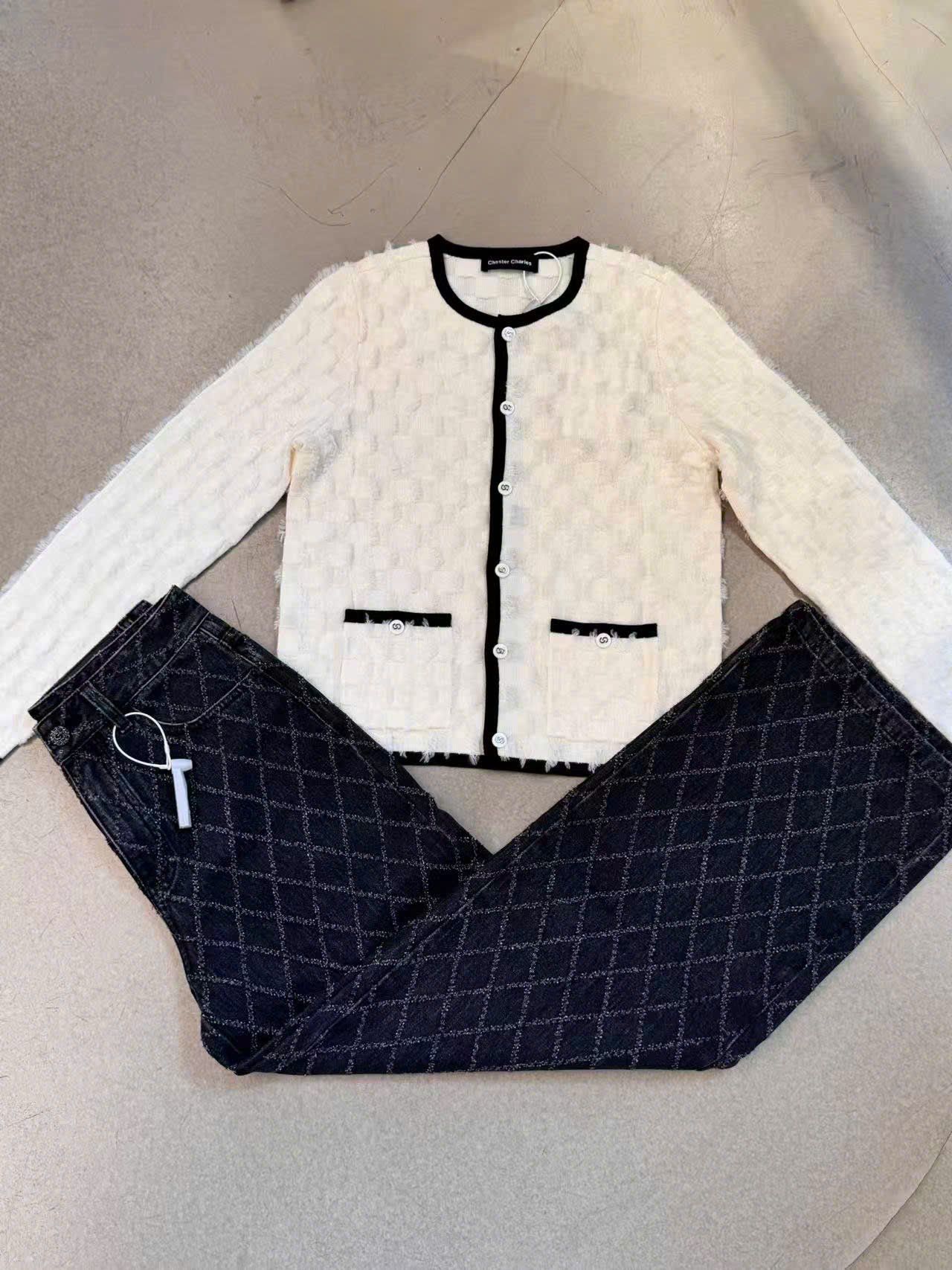  Áo CDG ô vuông trắng viền đen new25 