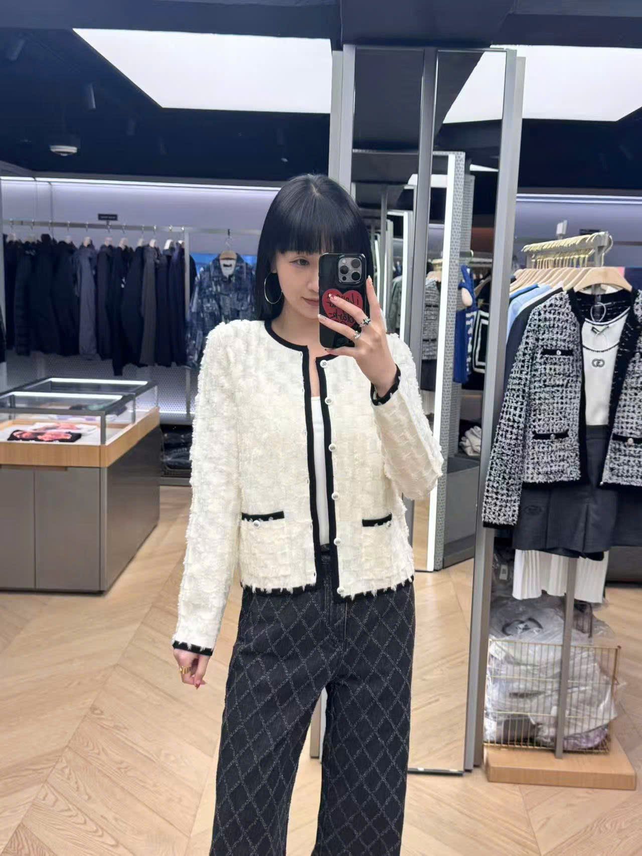  Áo CDG ô vuông trắng viền đen new25 