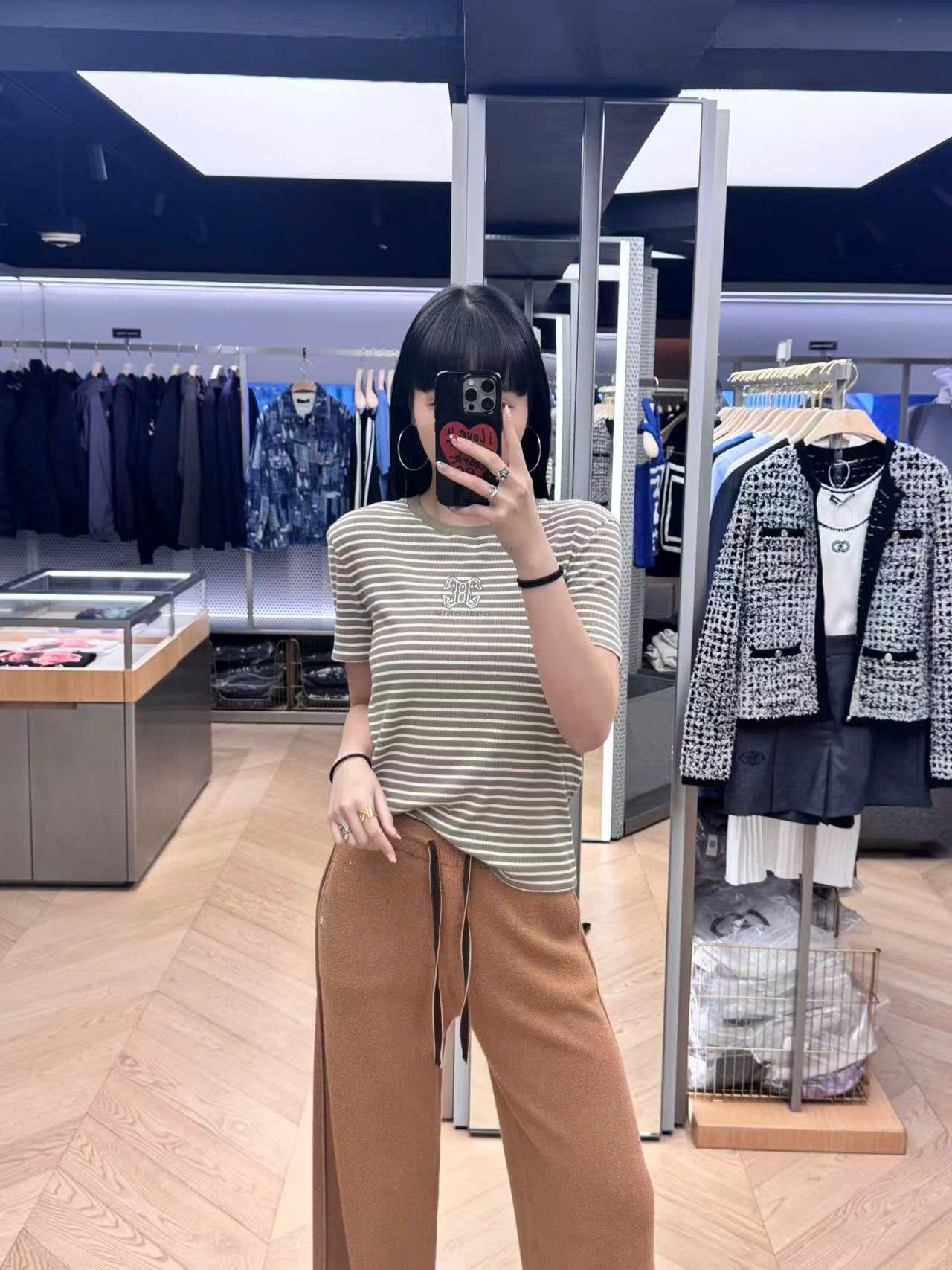  Quần dạ nâu dây rút đen 