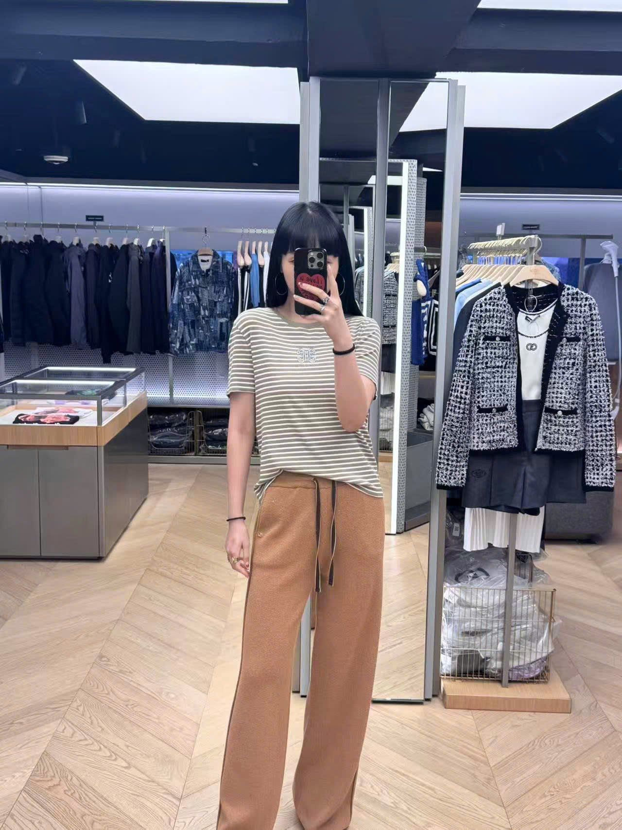  Quần dạ nâu dây rút đen 