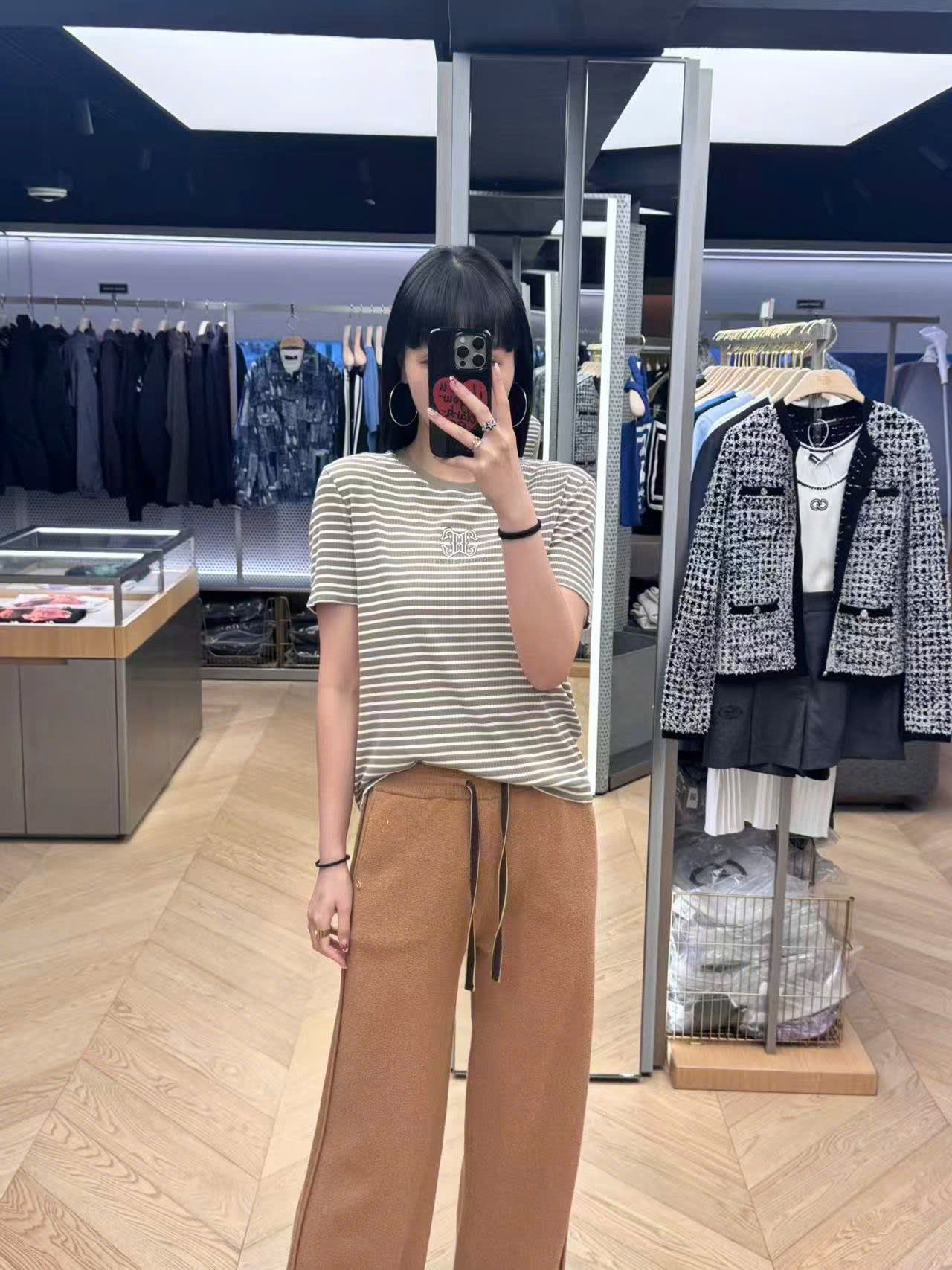  Quần dạ nâu dây rút đen 