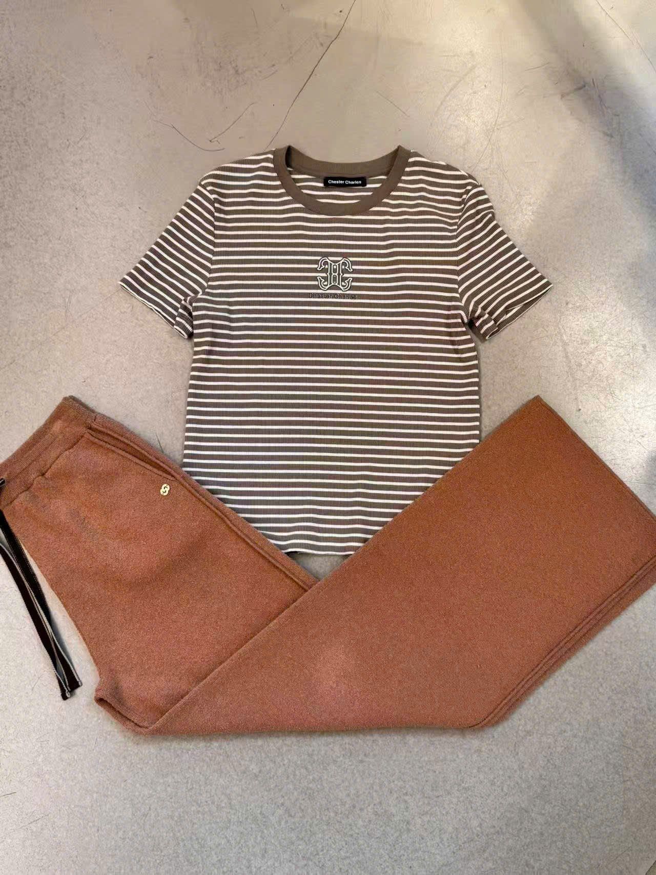  Quần dạ nâu dây rút đen 