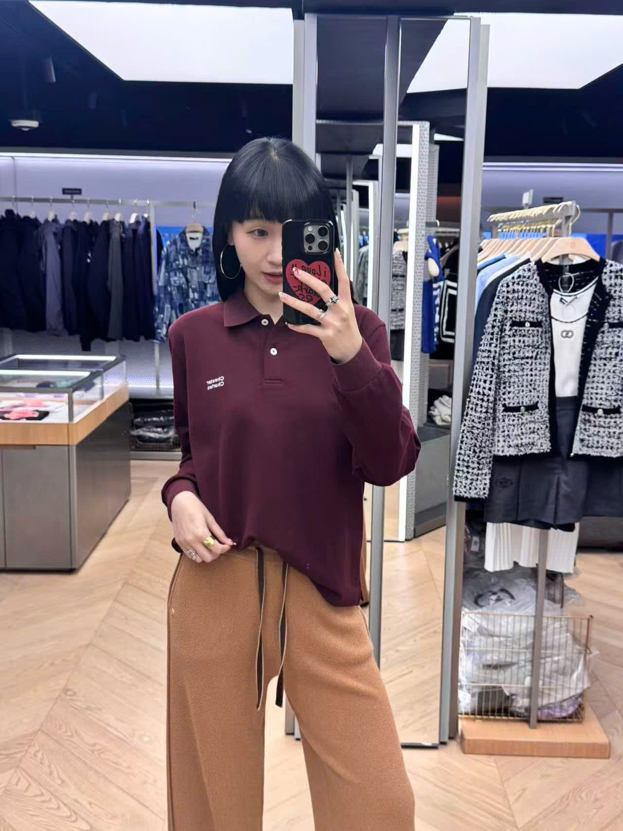  Quần dạ nâu dây rút đen 