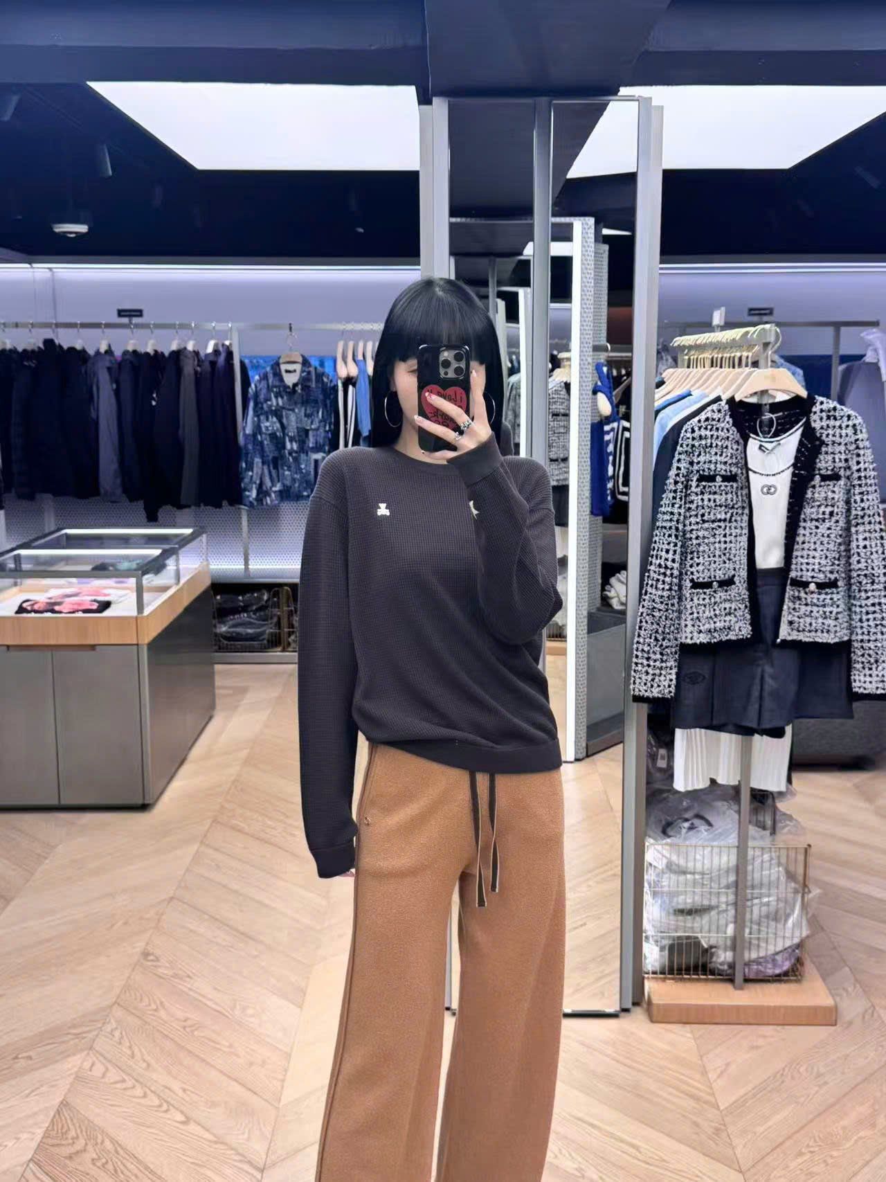  Quần dạ nâu dây rút đen 