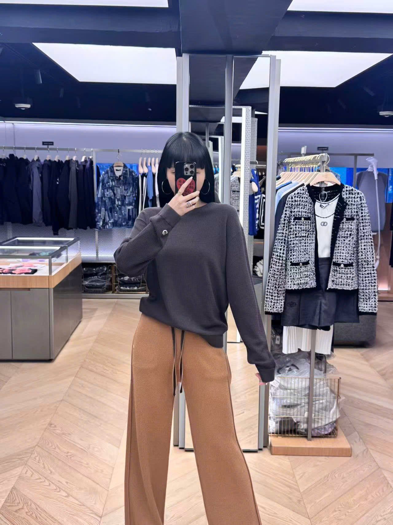  Quần dạ nâu dây rút đen 