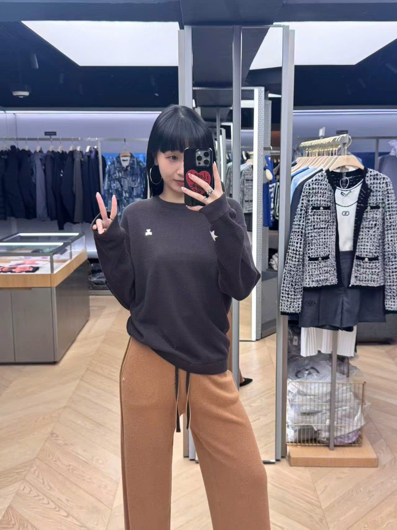  Quần dạ nâu dây rút đen 