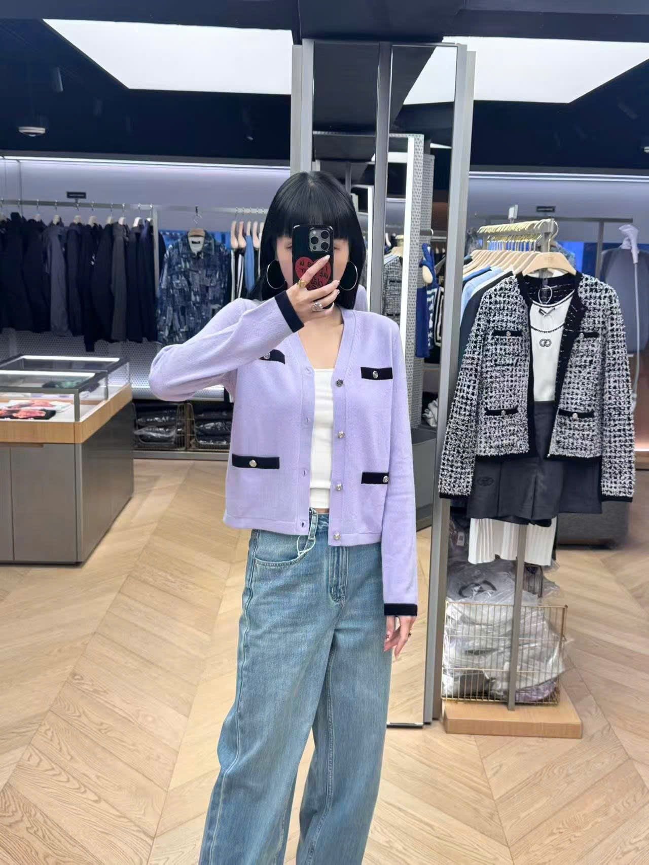  2.Áo CDG tím 4 viền túi đen trước 