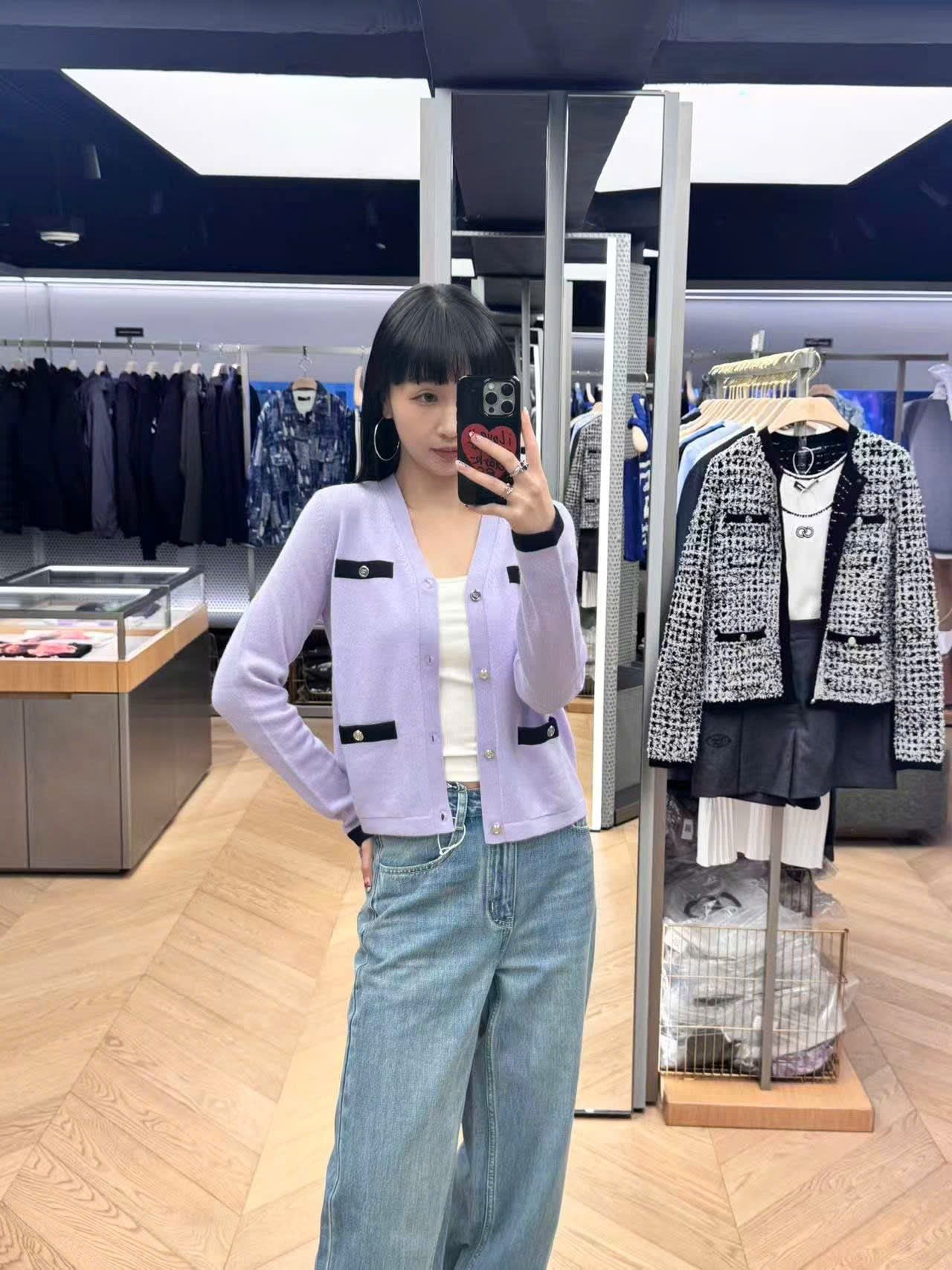  2.Áo CDG tím 4 viền túi đen trước 