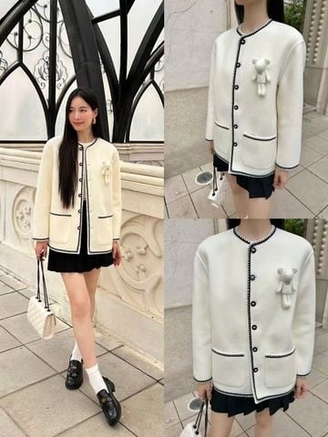  2.Áo khoác dạ Gấu ngực - Be 