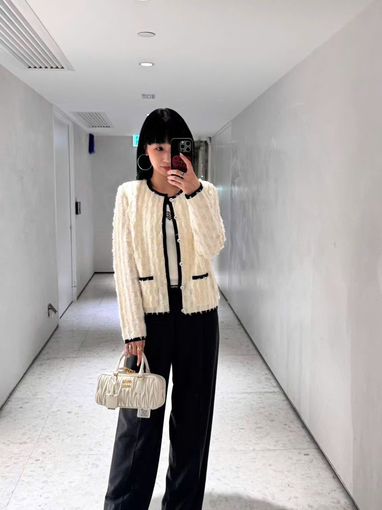  Áo CDG ô vuông trắng viền đen new25 