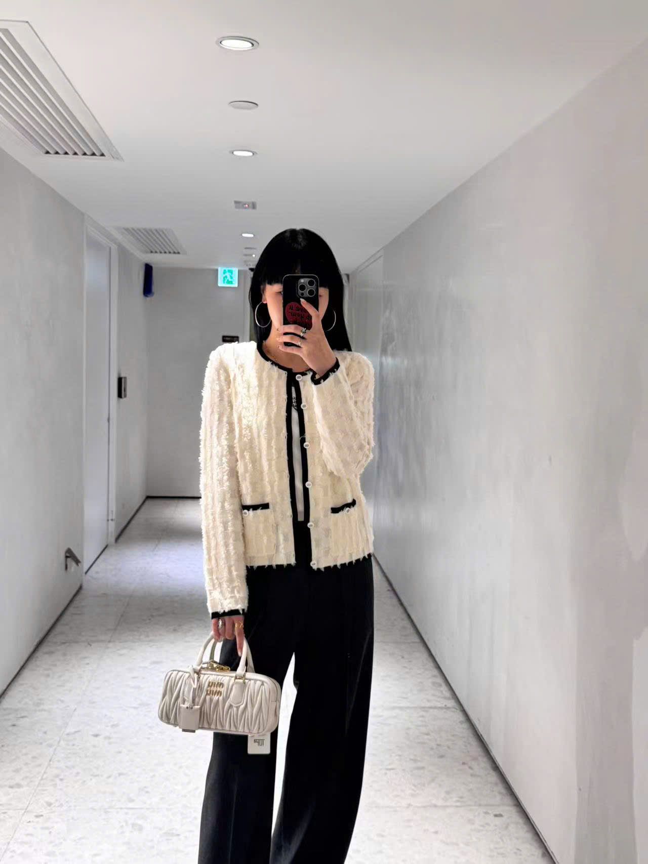  Áo CDG ô vuông trắng viền đen new25 