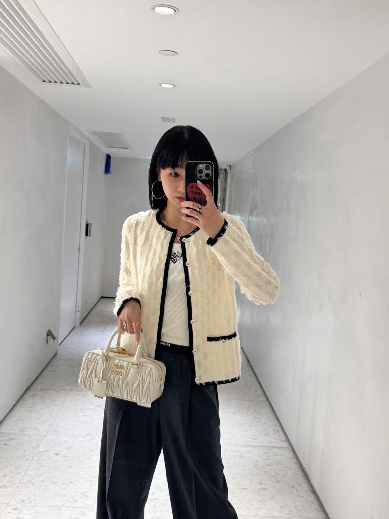  Áo CDG ô vuông trắng viền đen new25 