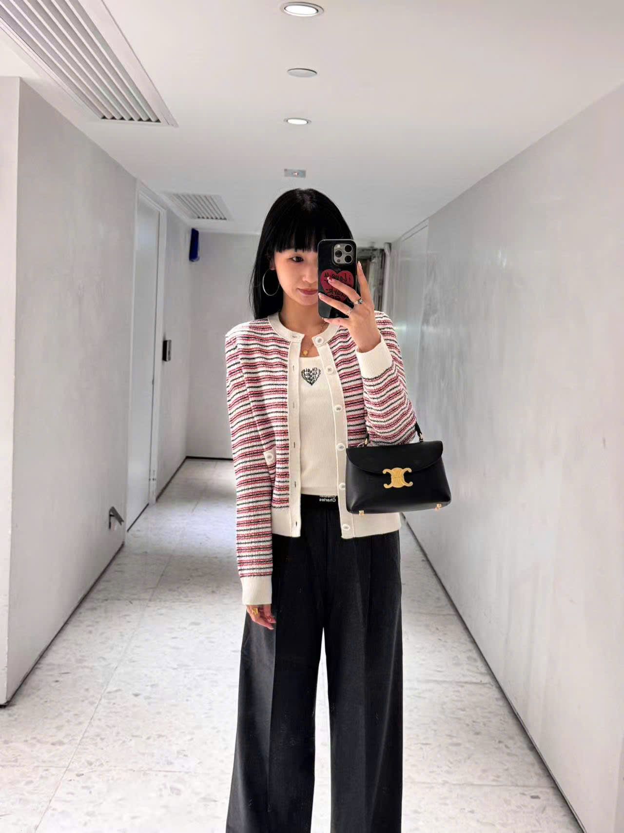  Áo CDG trẳng kẻ đỏ viền trắng 