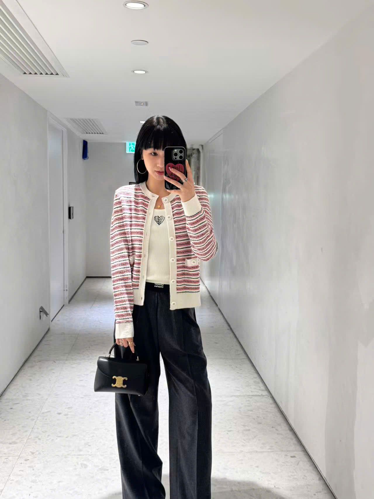  Áo CDG trẳng kẻ đỏ viền trắng 