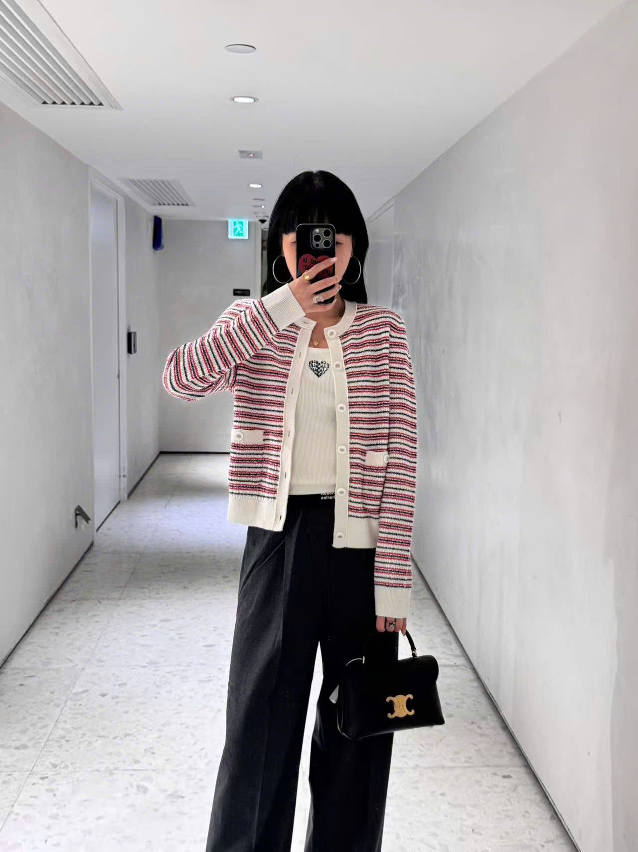  Áo CDG trẳng kẻ đỏ viền trắng 