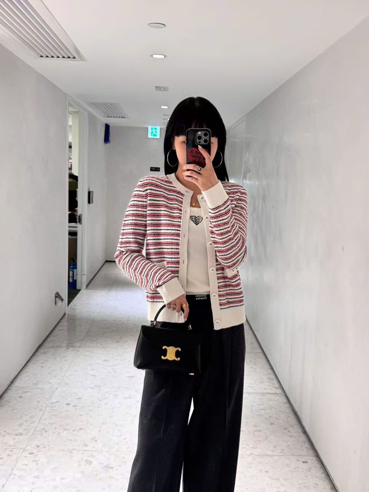  Áo CDG trẳng kẻ đỏ viền trắng 