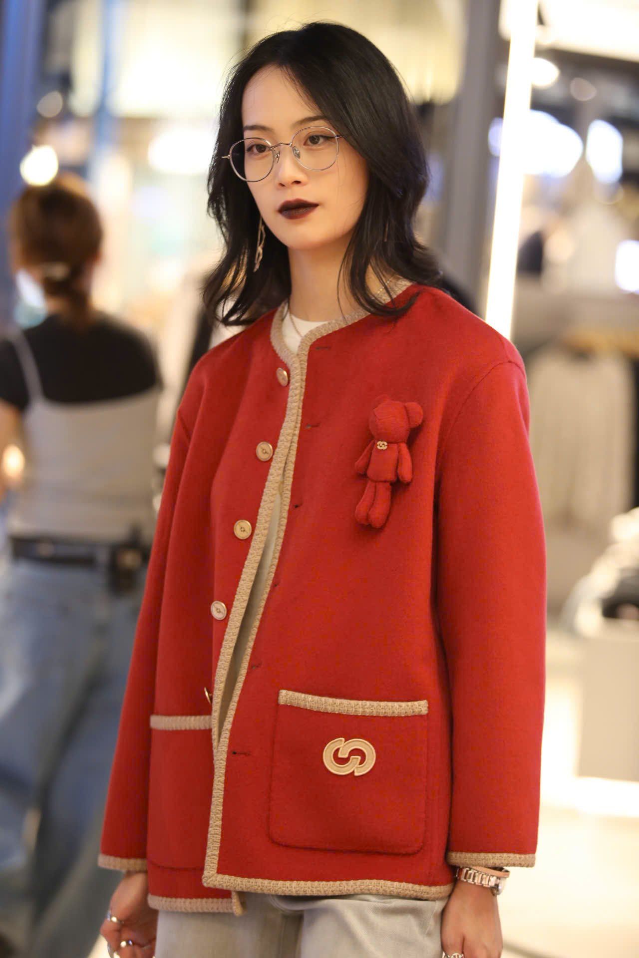  4.Áo khoác dạ Gấu ngực - Đỏ 