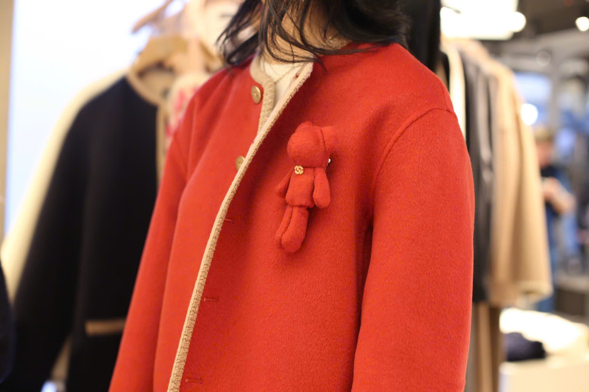  4.Áo khoác dạ Gấu ngực - Đỏ 